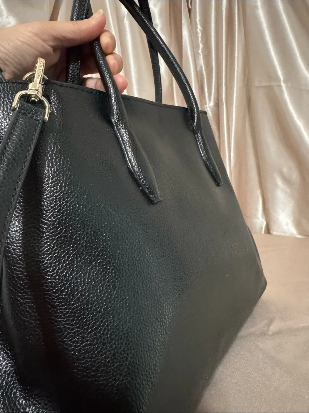 kate spade Black Pebbled Leather Tote with Shoulder Strap